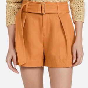Vince High-Rise Belted Twill Shorts – Burnt Orange (Women’s Size 00) Pre-Owned